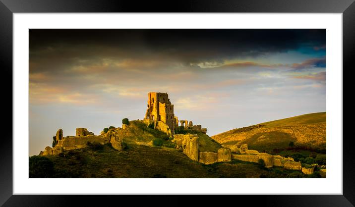 Evening at Corfe Castle Framed Mounted Print by Mike Lanning