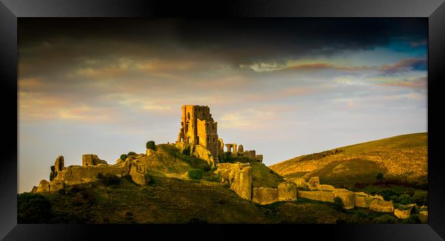 Evening at Corfe Castle Framed Print by Mike Lanning