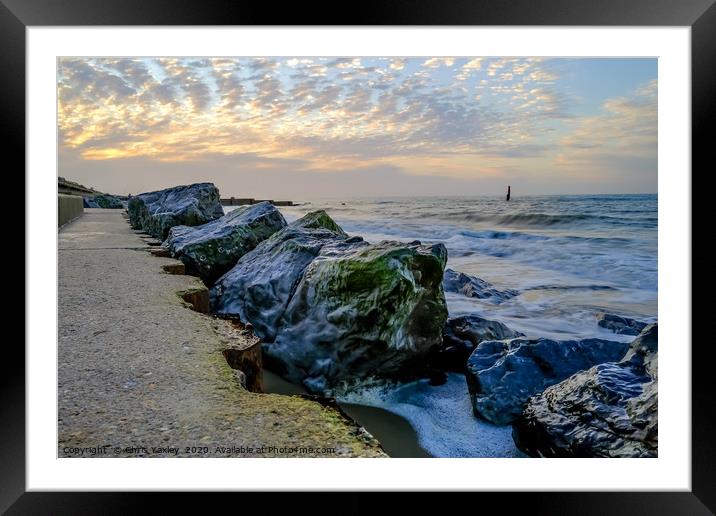 High tide at Cart Gap on the Norfolk coast Framed Mounted Print by Chris Yaxley