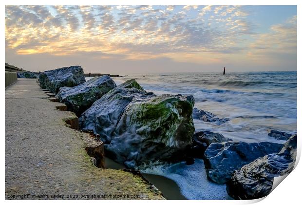 High tide at Cart Gap on the Norfolk coast Print by Chris Yaxley