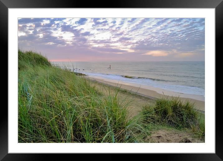Cart Gap beach in Norfolk from the dunes Framed Mounted Print by Chris Yaxley