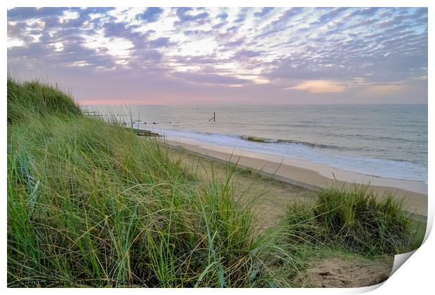 Cart Gap beach in Norfolk from the dunes Print by Chris Yaxley