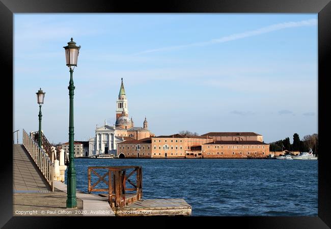 San Giorgio Maggiore in Venice. Framed Print by Paul Clifton