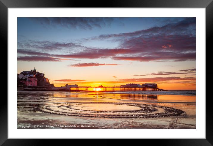 Low tide sunset on Cromer beach Framed Mounted Print by David Powley
