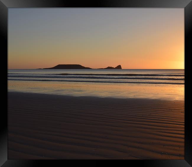 Worms Head Sunset Framed Print by Angharad Morgan