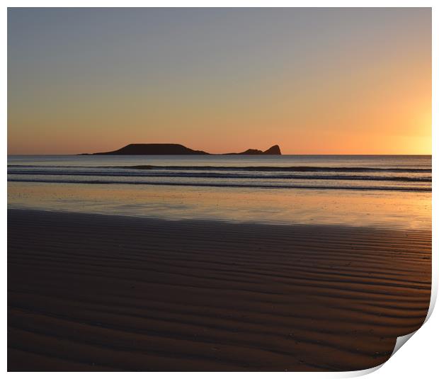 Worms Head Sunset Print by Angharad Morgan