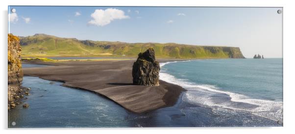 Prominent Sea Stack  Kirkjufjara beach, Iceland Acrylic by Pere Sanz
