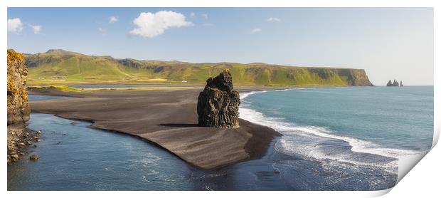 Prominent Sea Stack  Kirkjufjara beach, Iceland Print by Pere Sanz