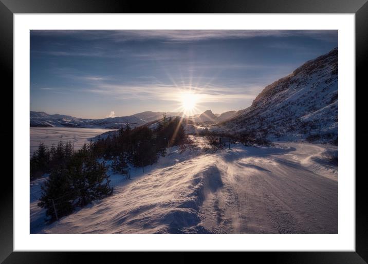 Iceland low sun Framed Mounted Print by Ashley Chaplin
