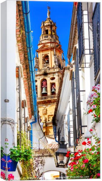 Flower Street Torre del Aliminar Tower Mezquita Co Canvas Print by William Perry
