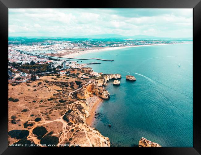 Aerial Ocean, Aerial Beach, Sea View In Portugal Framed Print by Radu Bercan