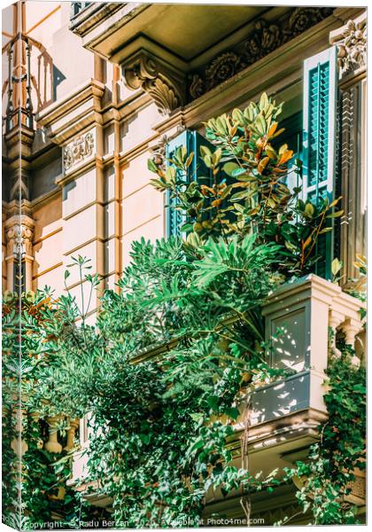 Barcelona City, Green Vegetation Balcony Canvas Print by Radu Bercan