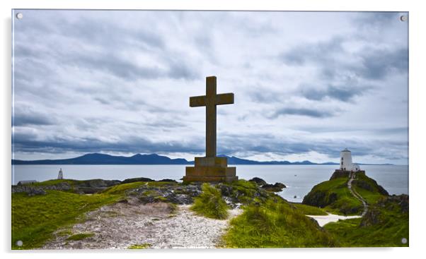 St Dwynwens Cross, Ynys Llandwyn on Anglesey Acrylic by Kevin Smith