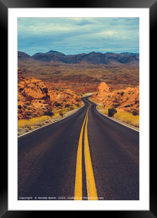 Scenic Drive, Valley of Fire State Park Framed Mounted Print by Nicolas Boivin