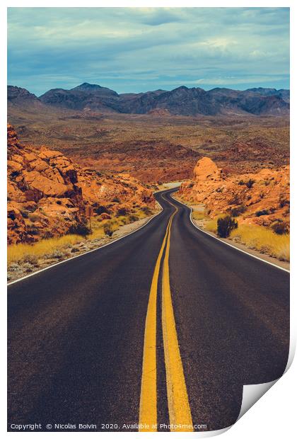 Scenic Drive, Valley of Fire State Park Print by Nicolas Boivin