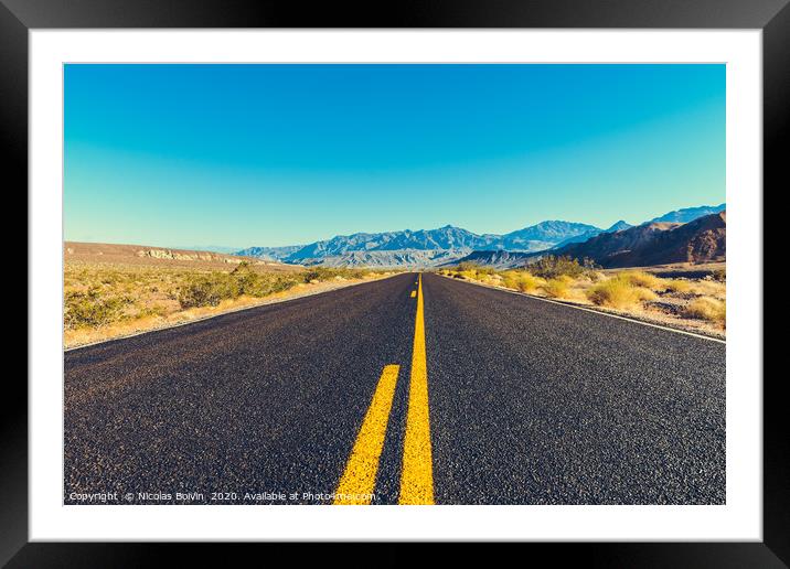 Death Valley road Framed Mounted Print by Nicolas Boivin