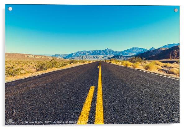 Death Valley road Acrylic by Nicolas Boivin