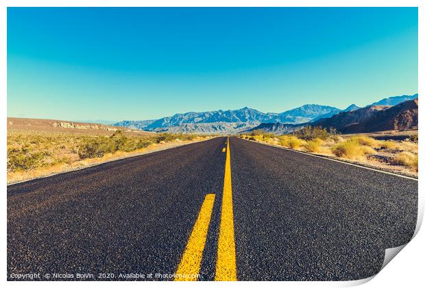Death Valley road Print by Nicolas Boivin