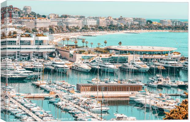 Aerial Cannes City, Luxurious Yachts And Boats Canvas Print by Radu Bercan