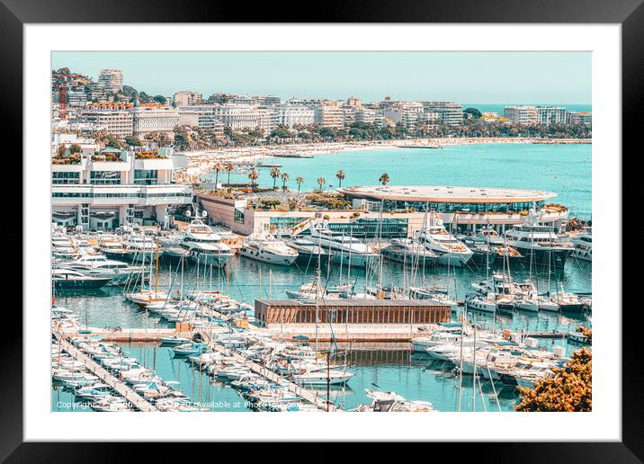 Aerial Cannes City, Luxurious Yachts And Boats Framed Mounted Print by Radu Bercan