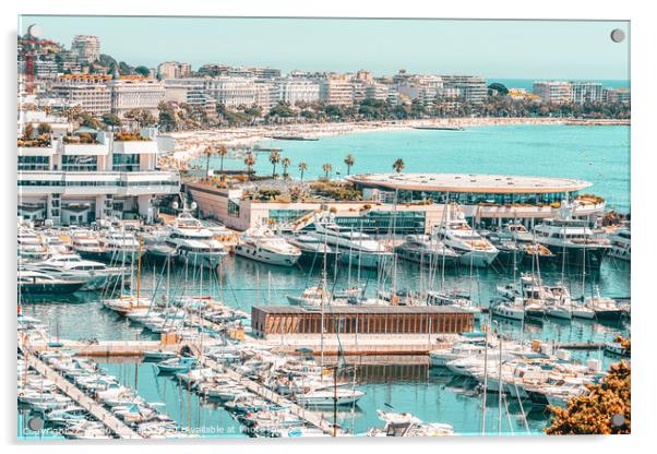 Aerial Cannes City, Luxurious Yachts And Boats Acrylic by Radu Bercan