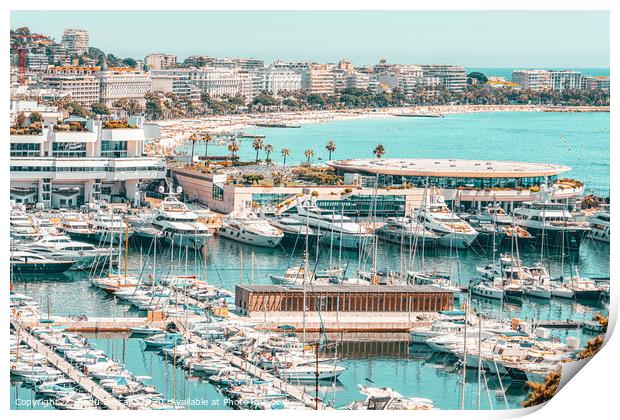 Aerial Cannes City, Luxurious Yachts And Boats Print by Radu Bercan