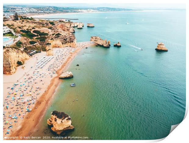 Ocean View, Aerial Beach Portugal, Lagos Algarve Print by Radu Bercan