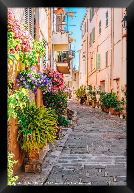 Charming Cannes City Streets, Urban Architecture Framed Print by Radu Bercan