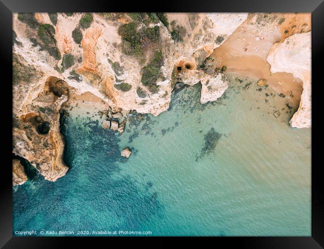 Aerial Ocean Landscape, Lagos Bay Coast Aerial Framed Print by Radu Bercan