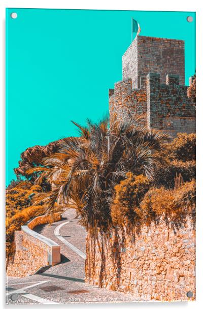 Le Suquet Castre Tower, Cannes French Riviera Acrylic by Radu Bercan