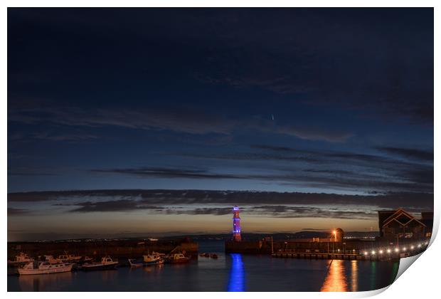 Comet NEOWISE taken from Newhaven Harbour Print by Miles Gray
