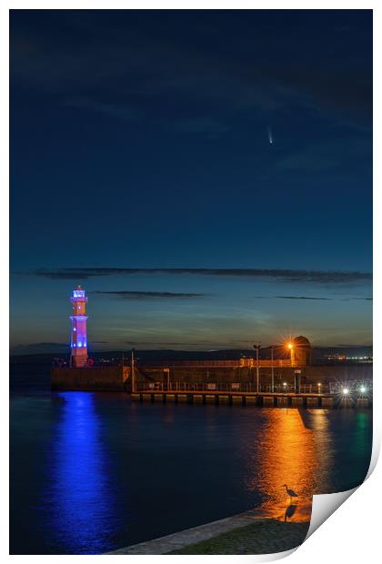 Comet NEOWISE from Newhaven Harbour Edinburgh Print by Miles Gray