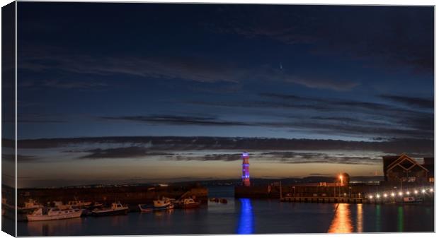 Comet NEOWISE from Newhaven Harbour Edinburgh Canvas Print by Miles Gray
