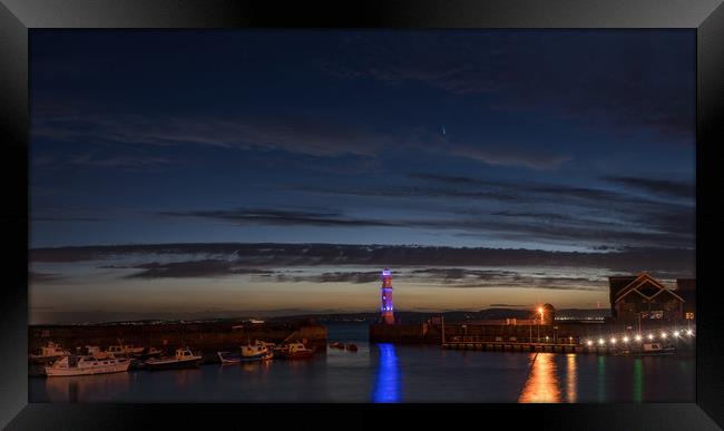 Comet NEOWISE from Newhaven Harbour Edinburgh Framed Print by Miles Gray