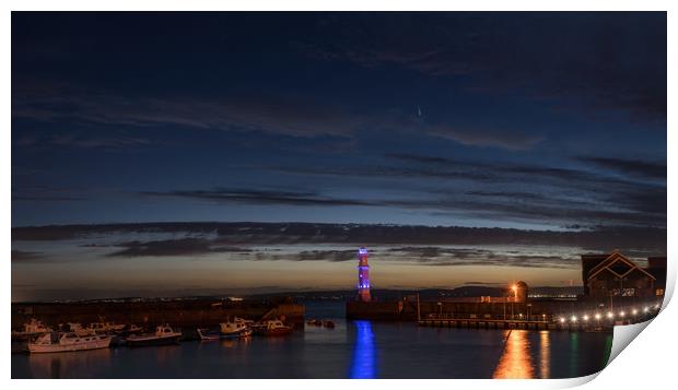 Comet NEOWISE from Newhaven Harbour Edinburgh Print by Miles Gray