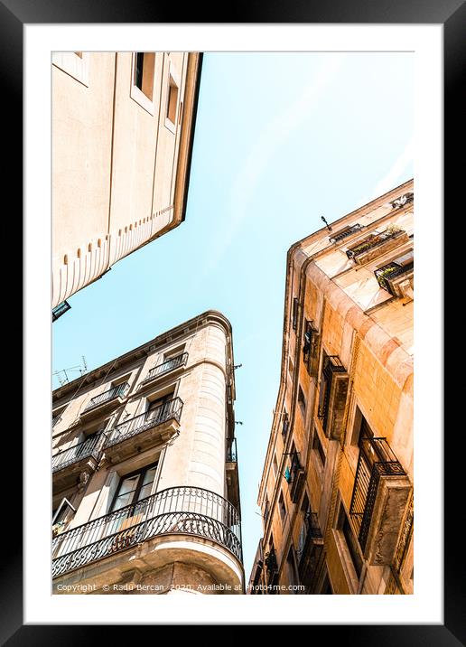 El Raval Gothic Quarter In City Of Barcelona Framed Mounted Print by Radu Bercan