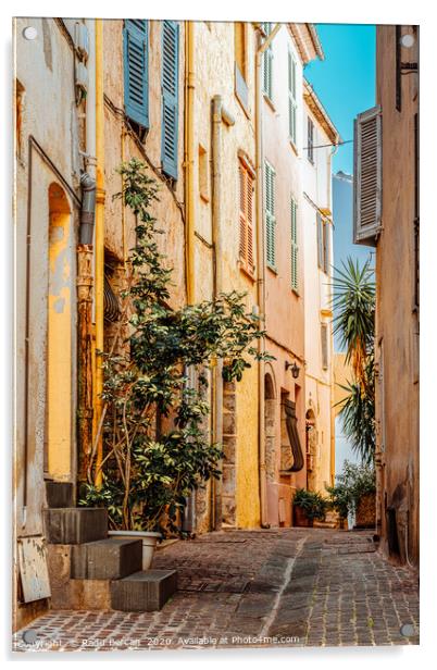 Street In Cannes, French Riviera, Cote D'Azur Acrylic by Radu Bercan
