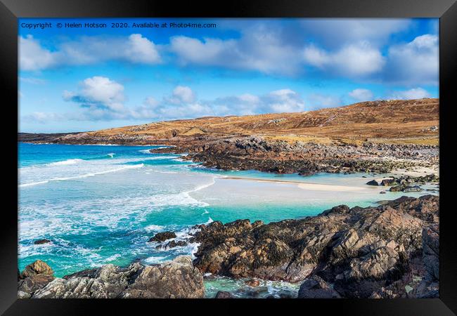 The rugged coastline at Mealista on the Isle of Le Framed Print by Helen Hotson