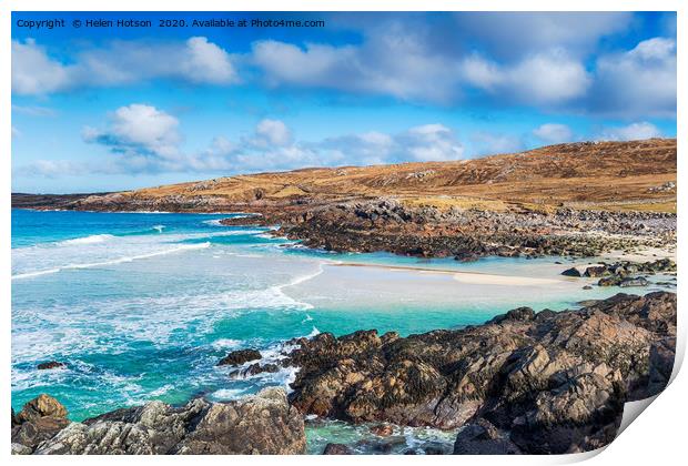 The rugged coastline at Mealista on the Isle of Le Print by Helen Hotson