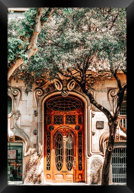 Modernist House Comalat Barcelona, Door Entrance Framed Print by Radu Bercan