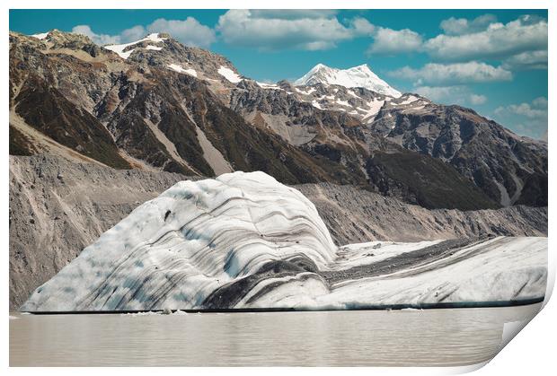 Big iceberg on Mt Cook Tasman Glacier Lake Print by federico stevanin