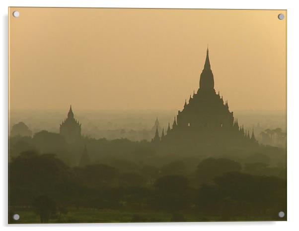 Sunrise Temples, Bagan, Myanmar (Burma) Acrylic by Serena Bowles