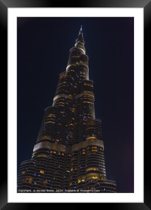 Burj Khalifa tower Framed Mounted Print by Nicolas Boivin