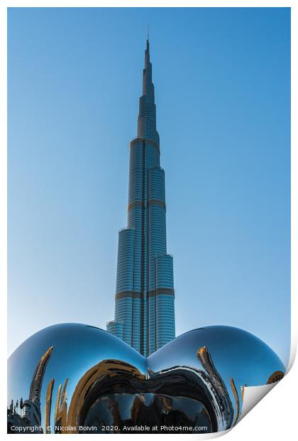 Burj Khalifa tower Print by Nicolas Boivin