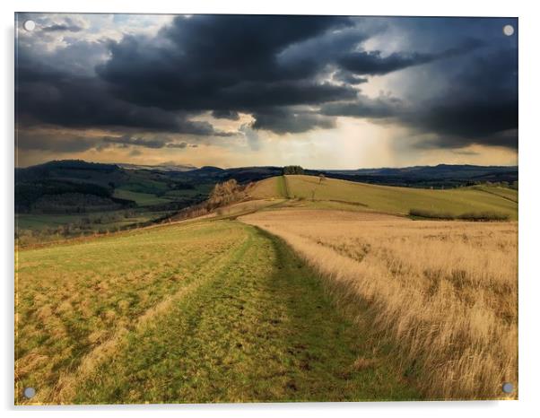 Dramatic Storm Clouds Over South Shropshire Acrylic by Simon Marlow