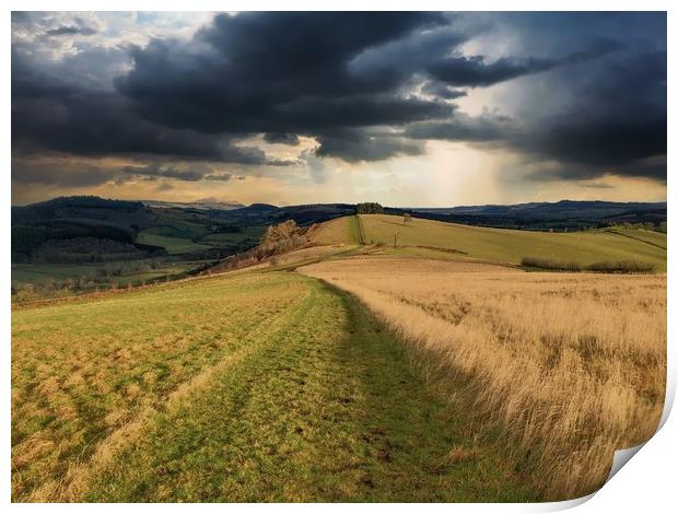 Dramatic Storm Clouds Over South Shropshire Print by Simon Marlow