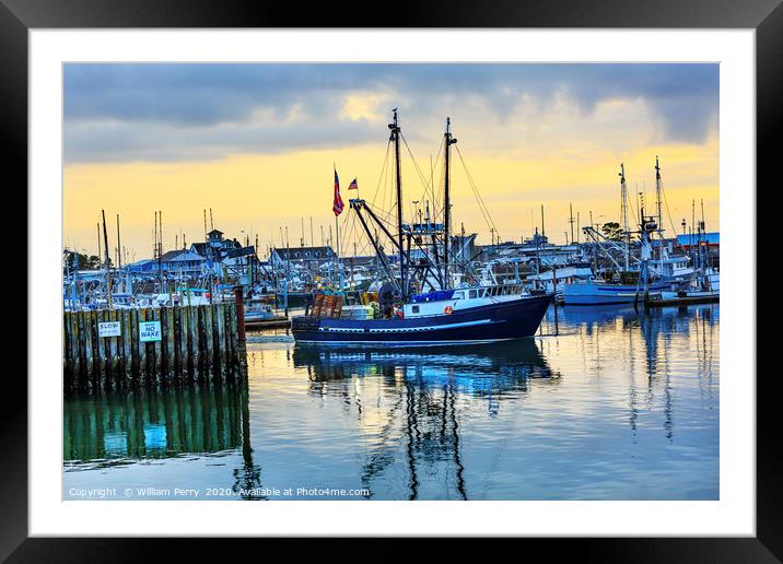 Large Fishing Boat Westport Grays Harbor Washingto Framed Mounted Print by William Perry