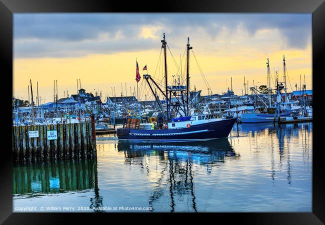 Large Fishing Boat Westport Grays Harbor Washingto Framed Print by William Perry