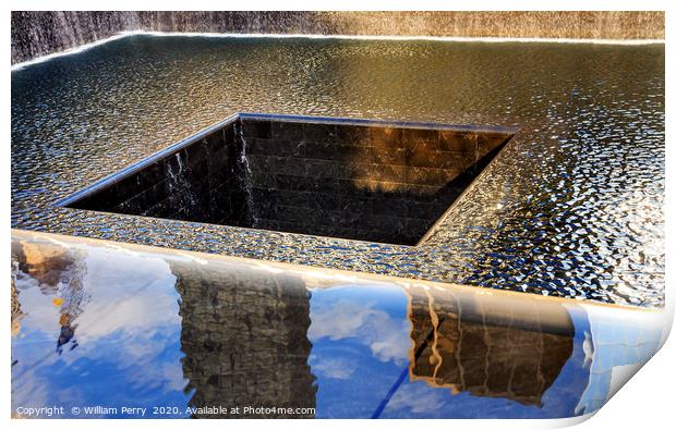 World Trade Center Memorial Pool Fountain Waterfal Print by William Perry