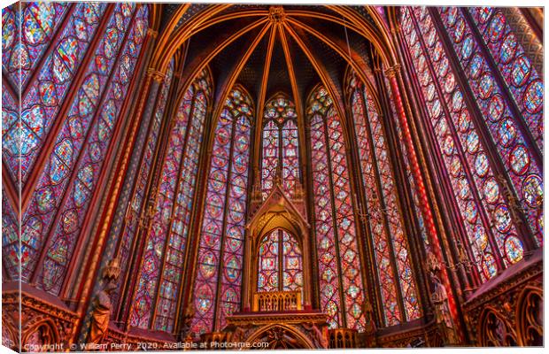 Stained Glass Sainte Chapelle  Cathedral Paris Fra Canvas Print by William Perry